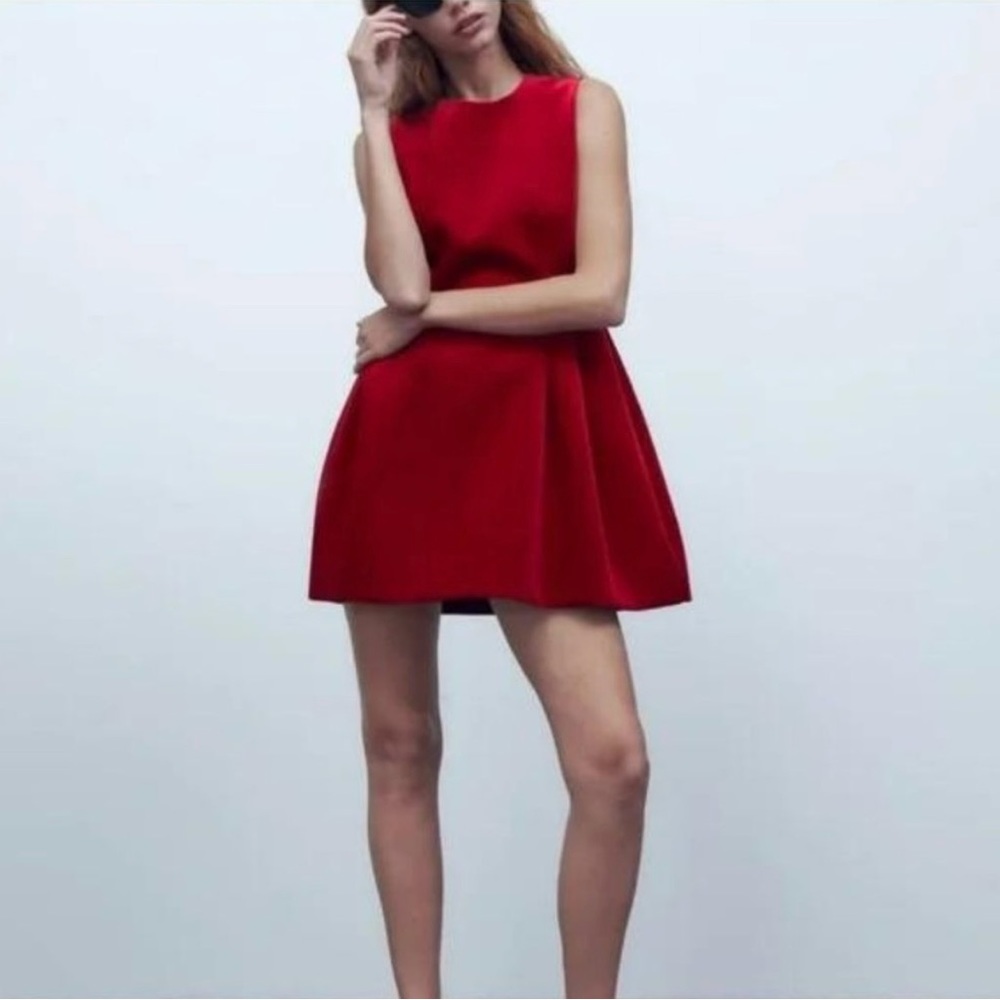 Zara red velvet dress